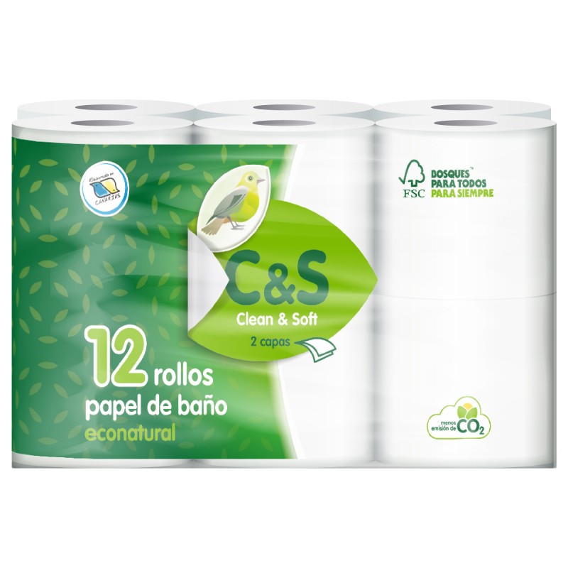 C&S Clean & Soft Papier hygiénique recyclés 12 rouleaux 2 couches
