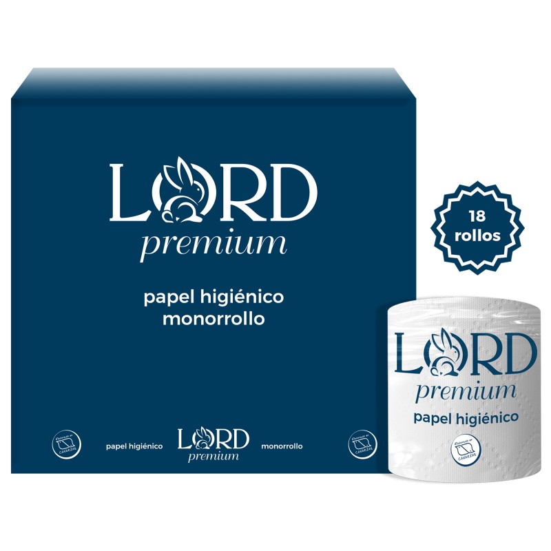 Lord Premium Boîte de Papier toilette 18 rouleaux Double feuille Emballage 50% recyclé er 100% recyclable