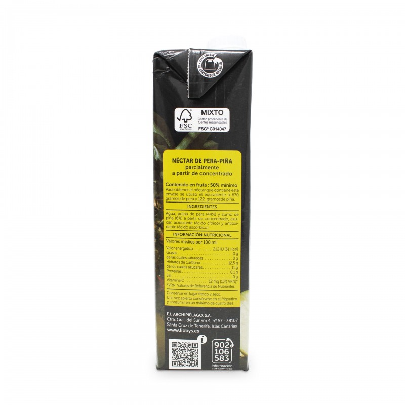 LIBBY'S NÉCTAR PERA-PIÑA BRIK LITRO