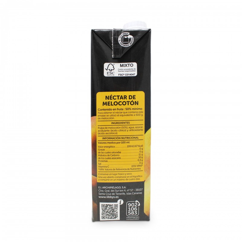 LIBBY'S NÉCTAR MELOCOTON BRIK LITRO