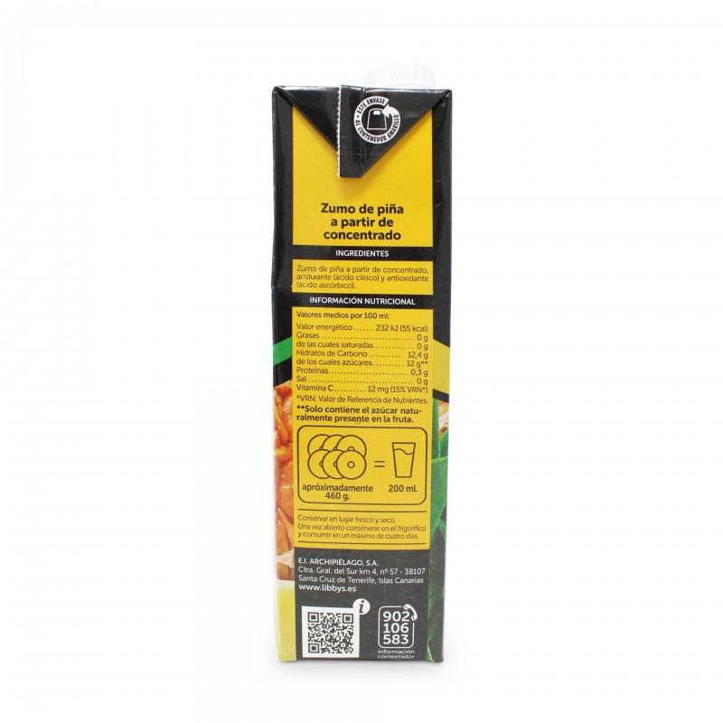 LIBBY'S ZUMO PIÑA 100% SABOR BRIK LITRO
