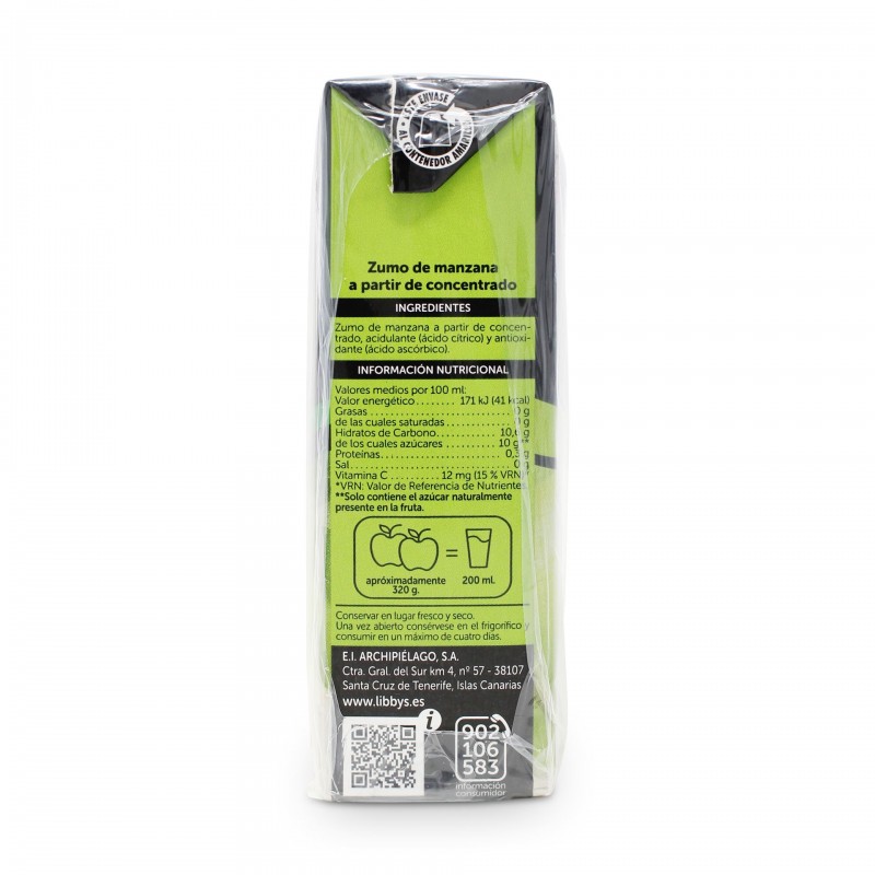 LIBBY'S ZUMO MANZANA 100% SABOR BRIK 200ML X 3